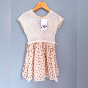 NWT! Zara BabyGirl Mixed Material Dress - 5T